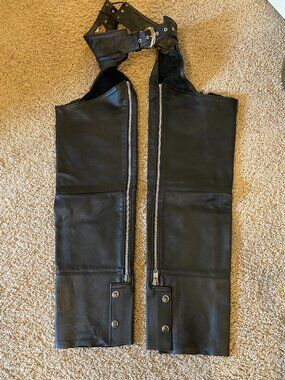Women's Black Leather "Harley Davidson" Motorcycle Chaps